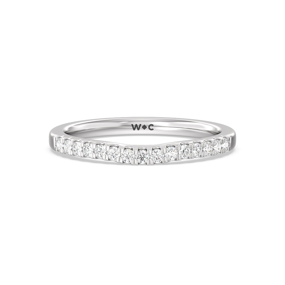 Cathedral Diamond Pave Hidden Halo Diamond Wedding Band with Platinum Cut Diamond in 14KT Platinum view 1
