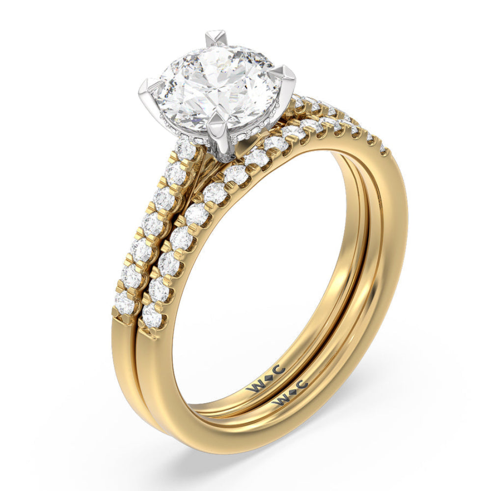 Cathedral Diamond Pave Hidden Halo Engagement Ring with Oval Cut Diamond in 14KT Rose Gold view 5
