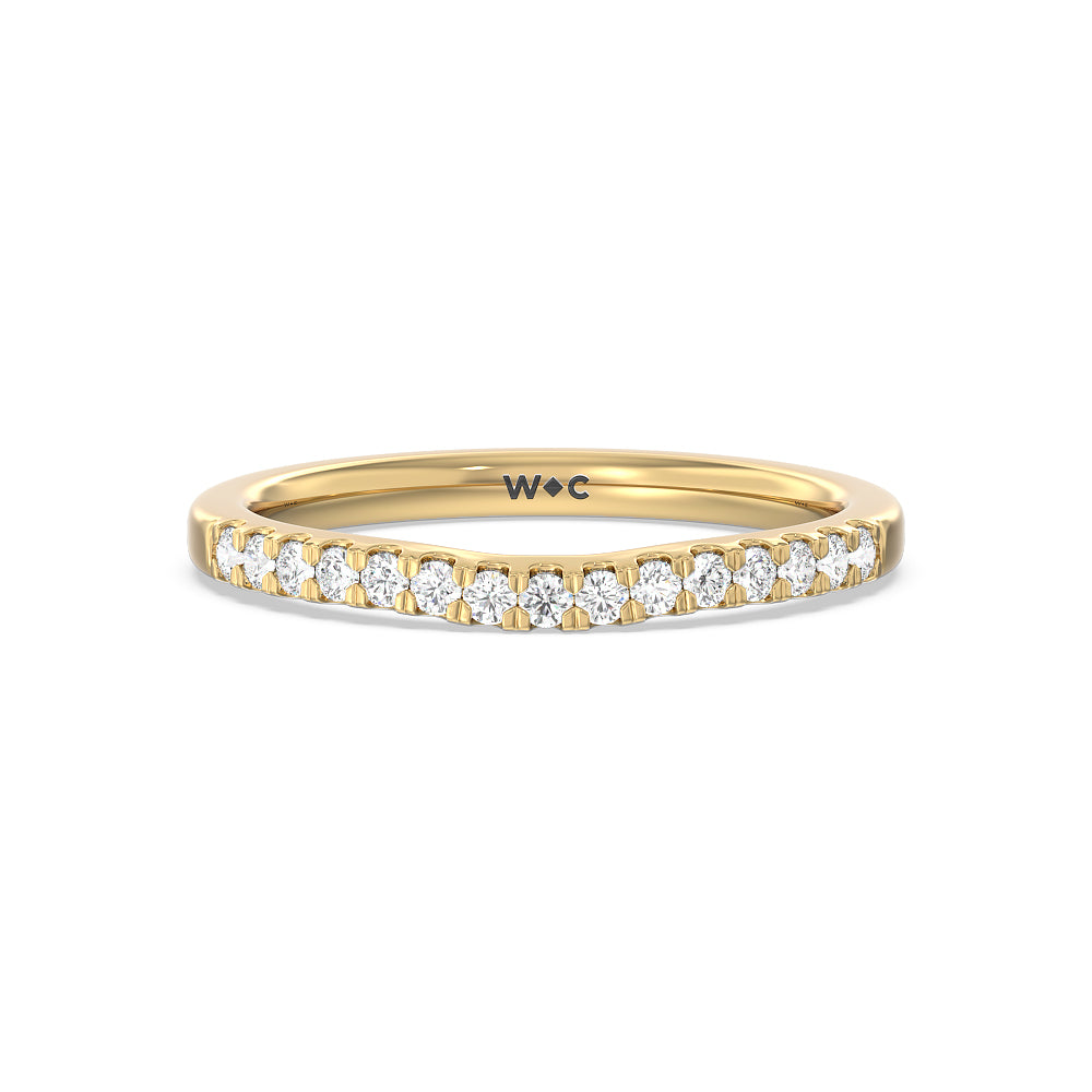 Cathedral Diamond Pave Hidden Halo Diamond Wedding Band with 18KT Yellow Gold Cut Diamond in 14KT Yellow Gold view 1
