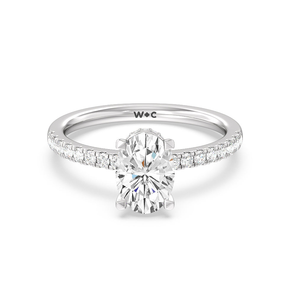 1 3/4 cttw Oval Cut Petite Pave Hidden Halo Engagement Ring with 1 3/4 Cut Diamond in 14KT Oval view 2
