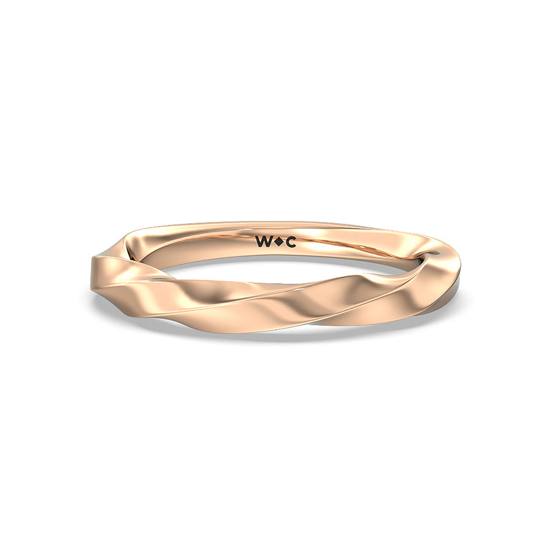 Twist Hidden Accent Wedding Band with 18KT Rose Gold Cut Diamond in 14KT Rose Gold view 1

