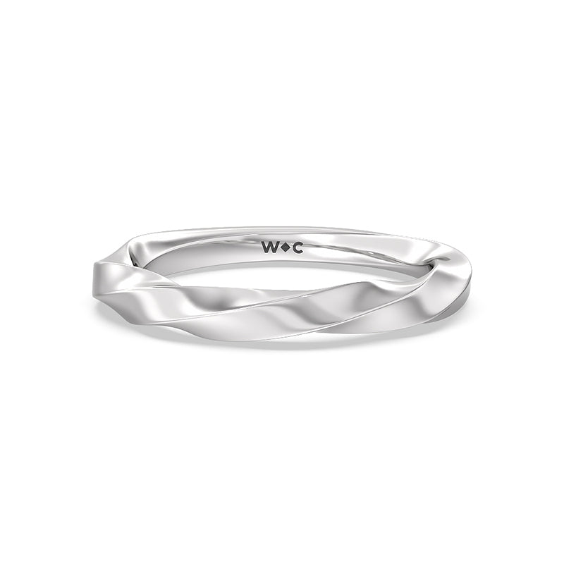 Twist Hidden Accent Wedding Band with Platinum Cut Diamond in 14KT Platinum view 1
