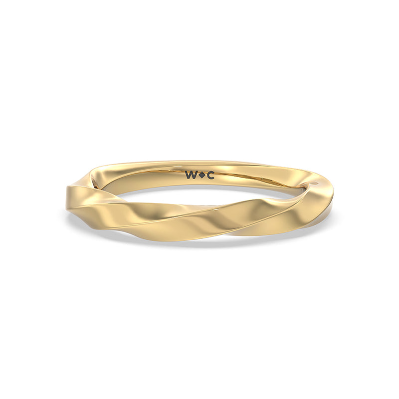 Twist Hidden Accent Wedding Band with 18KT Yellow Gold Cut Diamond in 14KT Yellow Gold view 1
