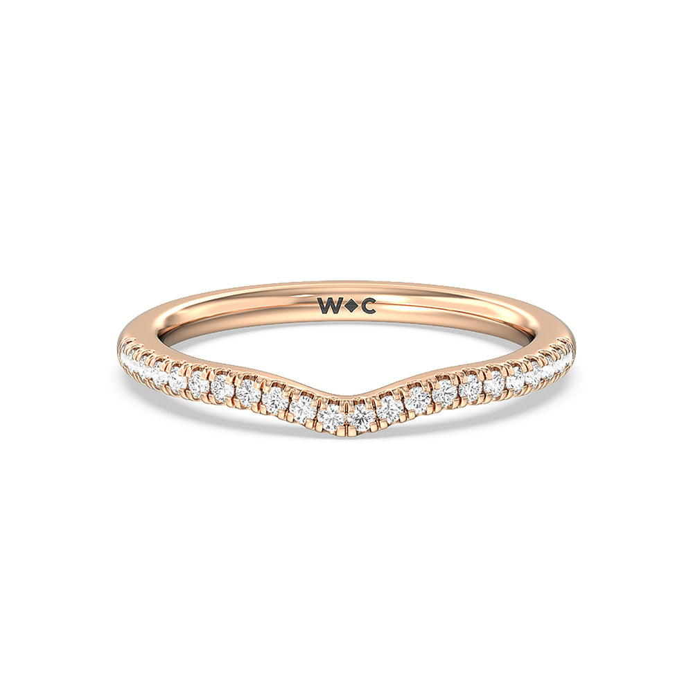 Hidden Heart Pave Diamond Wedding Band with 18KT Rose Gold Cut Diamond in 14KT Rose Gold view 1

