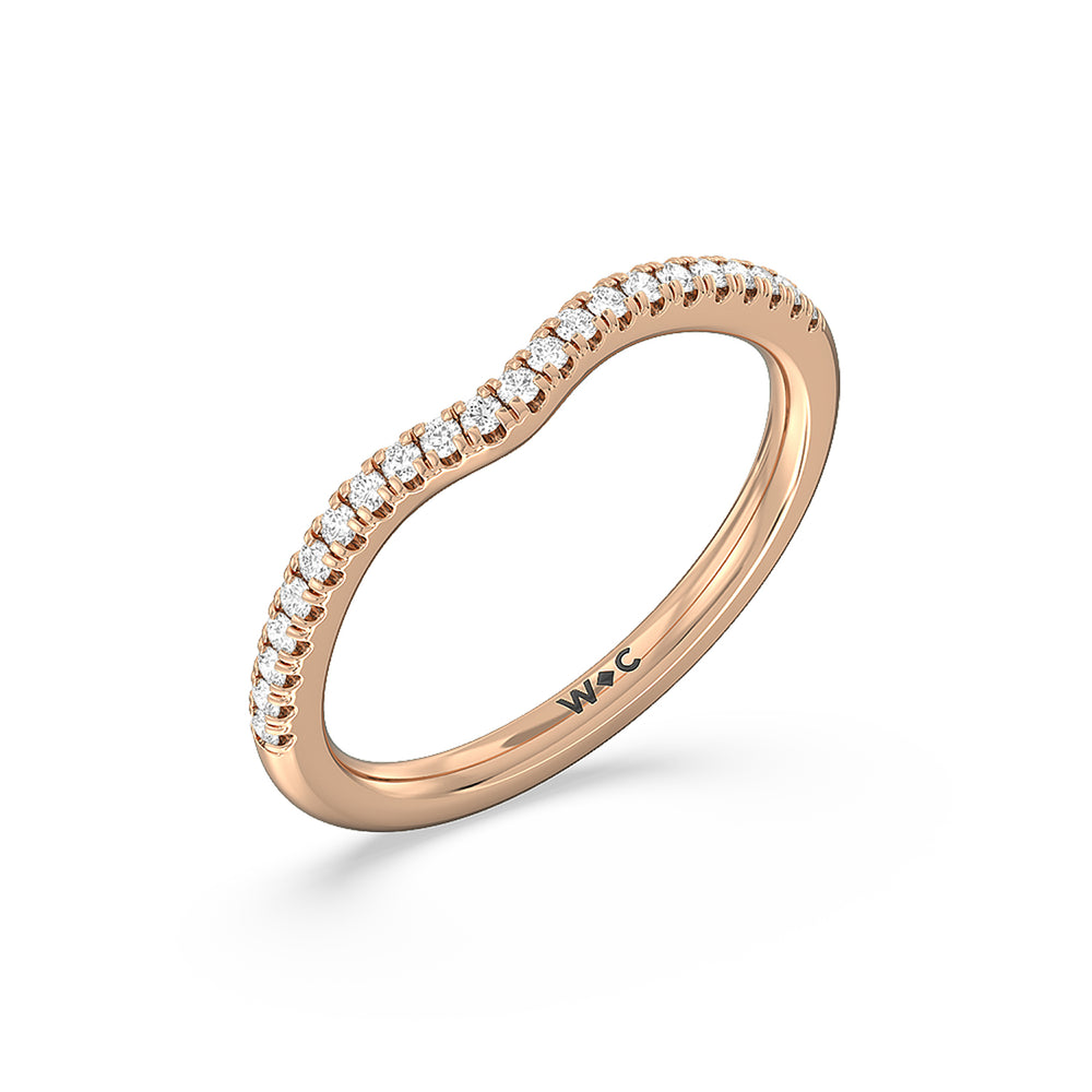 Hidden Heart Pave Diamond Wedding Band with 18KT Rose Gold Cut Diamond in 14KT Rose Gold view 4
