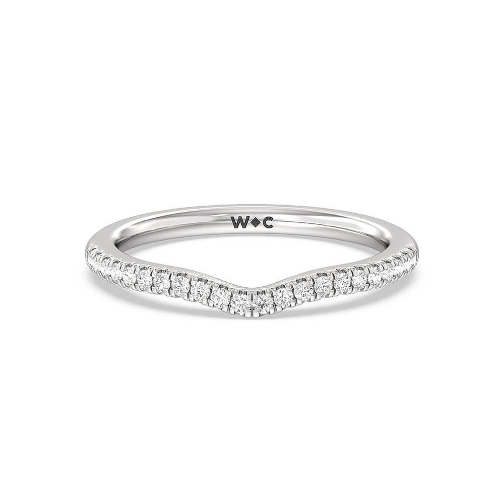 Hidden Heart Pave Diamond Wedding Band with Platinum Cut Diamond in 14KT Platinum view 1
