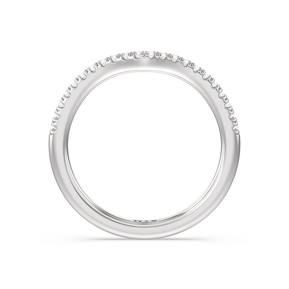 Hidden Heart Pave Diamond Wedding Band with Platinum Cut Diamond in 14KT Platinum view 2
