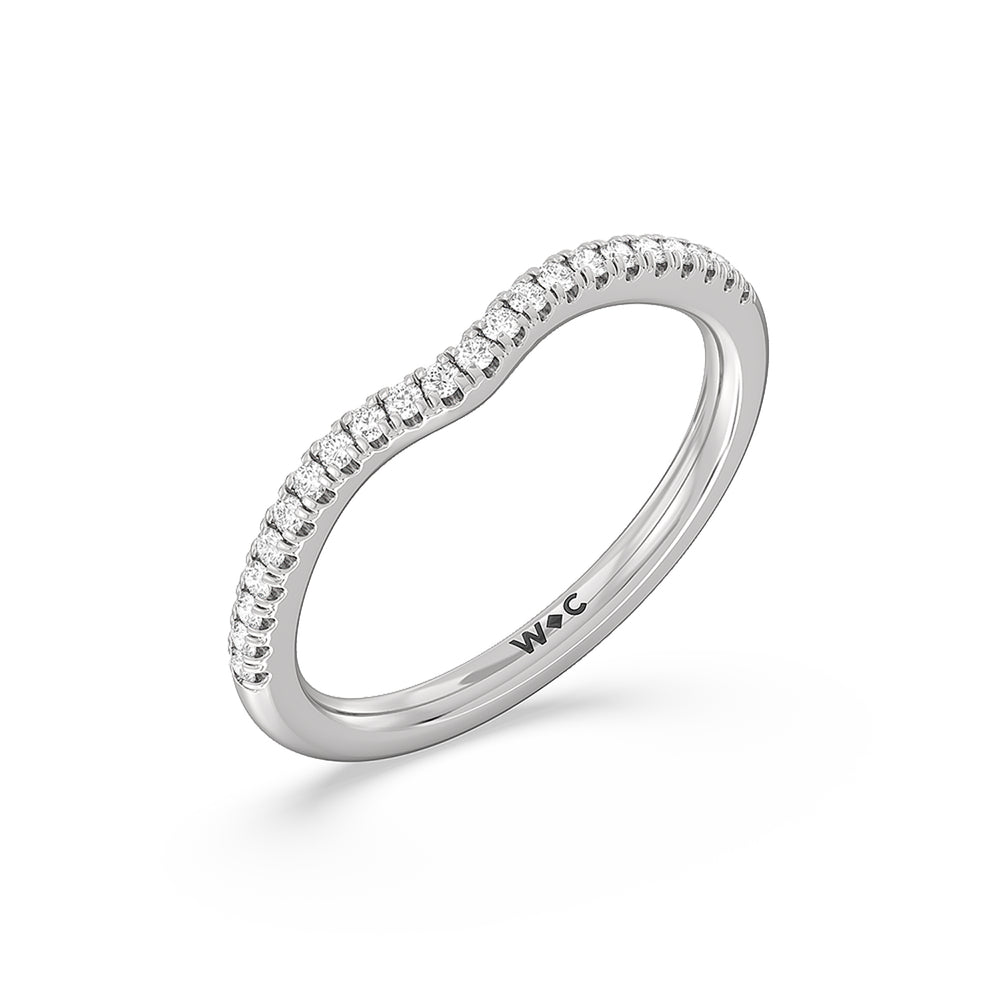 Hidden Heart Pave Diamond Wedding Band with Platinum Cut Diamond in 14KT Platinum view 4
