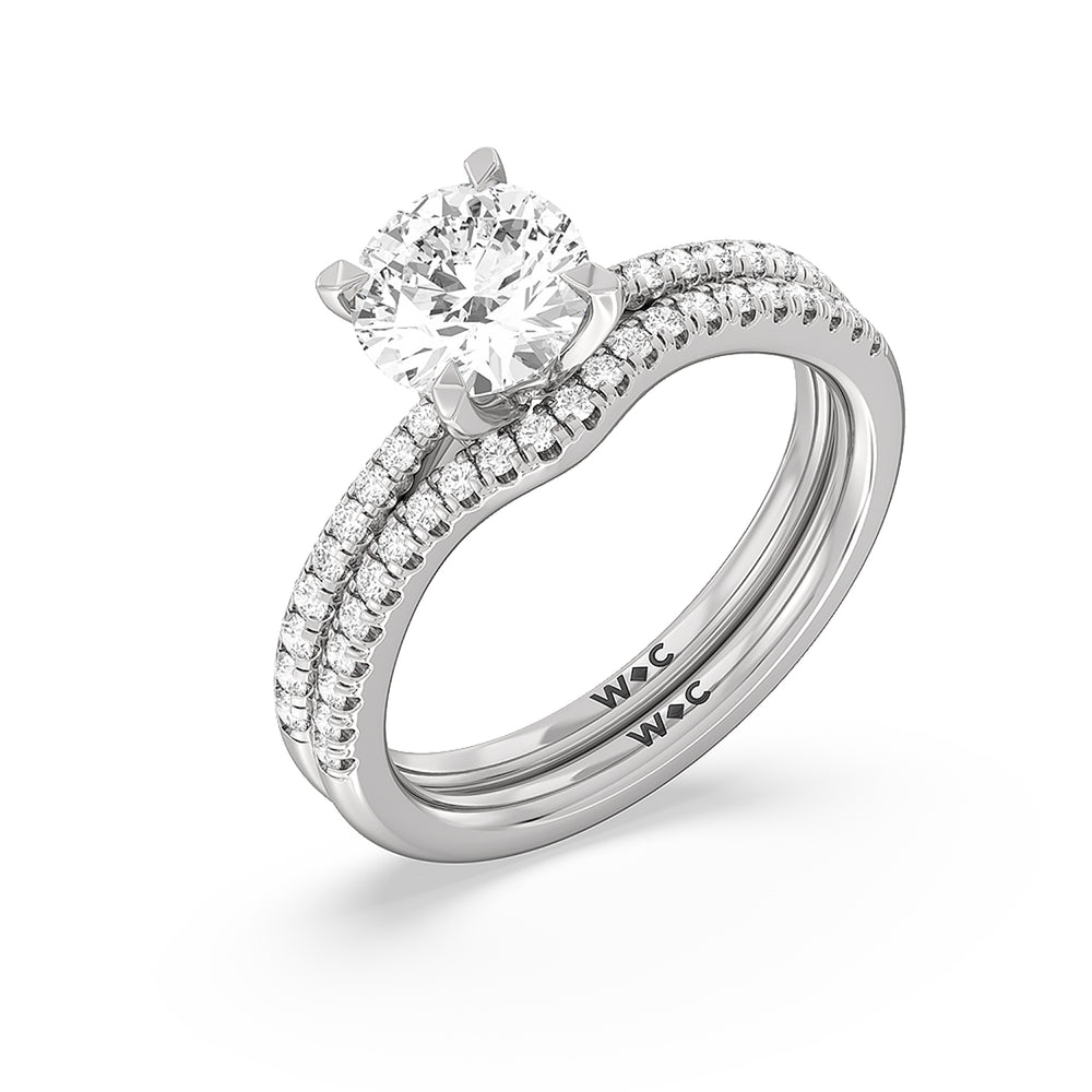 Hidden Heart Pave Diamond Wedding Band with Platinum Cut Diamond in 14KT Platinum view 3
