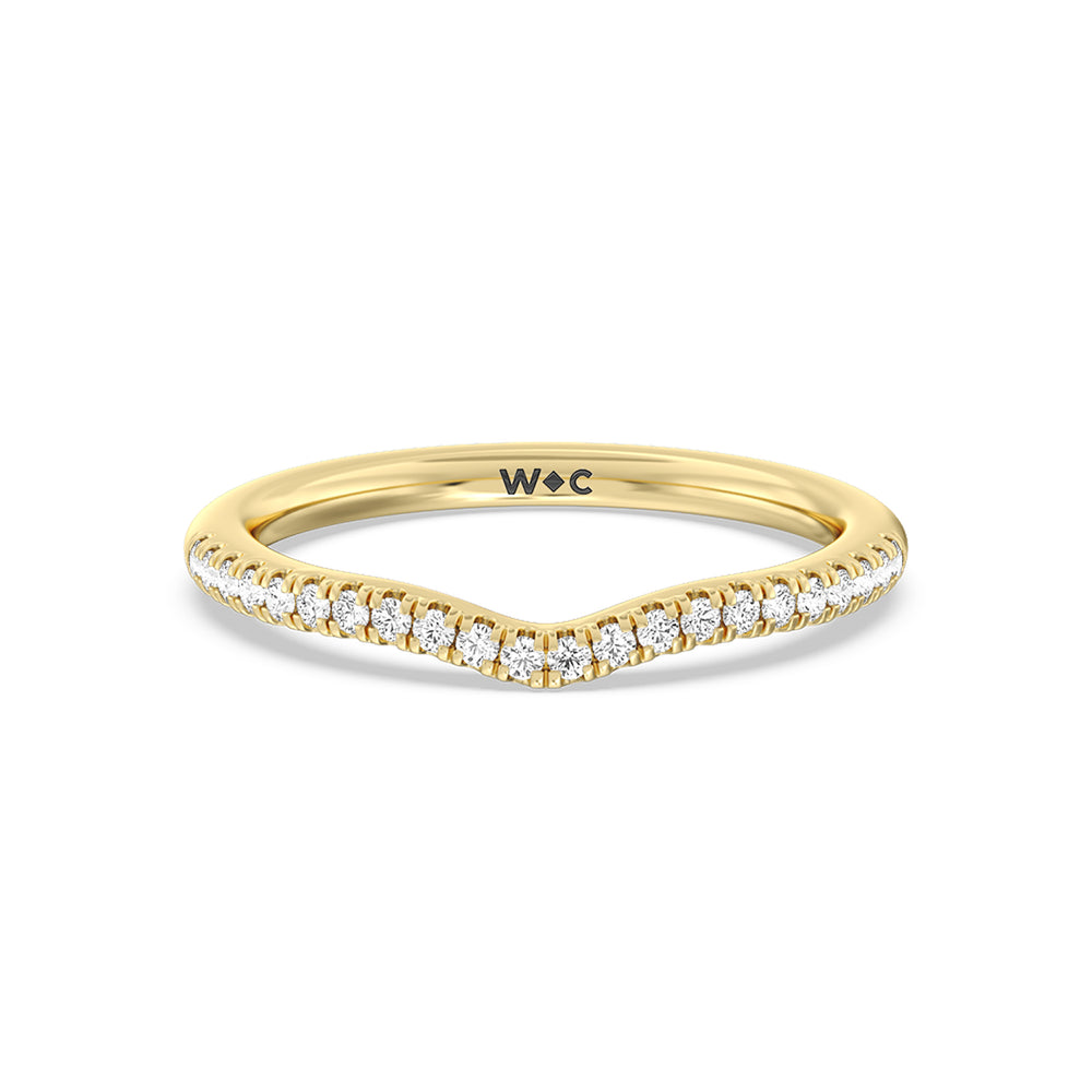 Hidden Heart Pave Diamond Wedding Band with 18KT Yellow Gold Cut Diamond in 14KT Yellow Gold view 1

