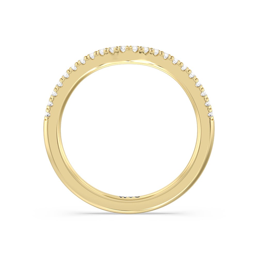 Hidden Heart Pave Diamond Wedding Band with 18KT Yellow Gold Cut Diamond in 14KT Yellow Gold view 2
