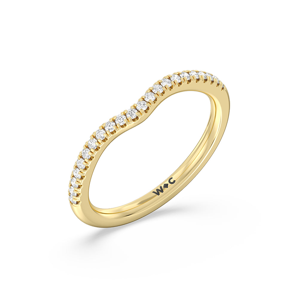 Hidden Heart Pave Diamond Wedding Band with 18KT Yellow Gold Cut Diamond in 14KT Yellow Gold view 4
