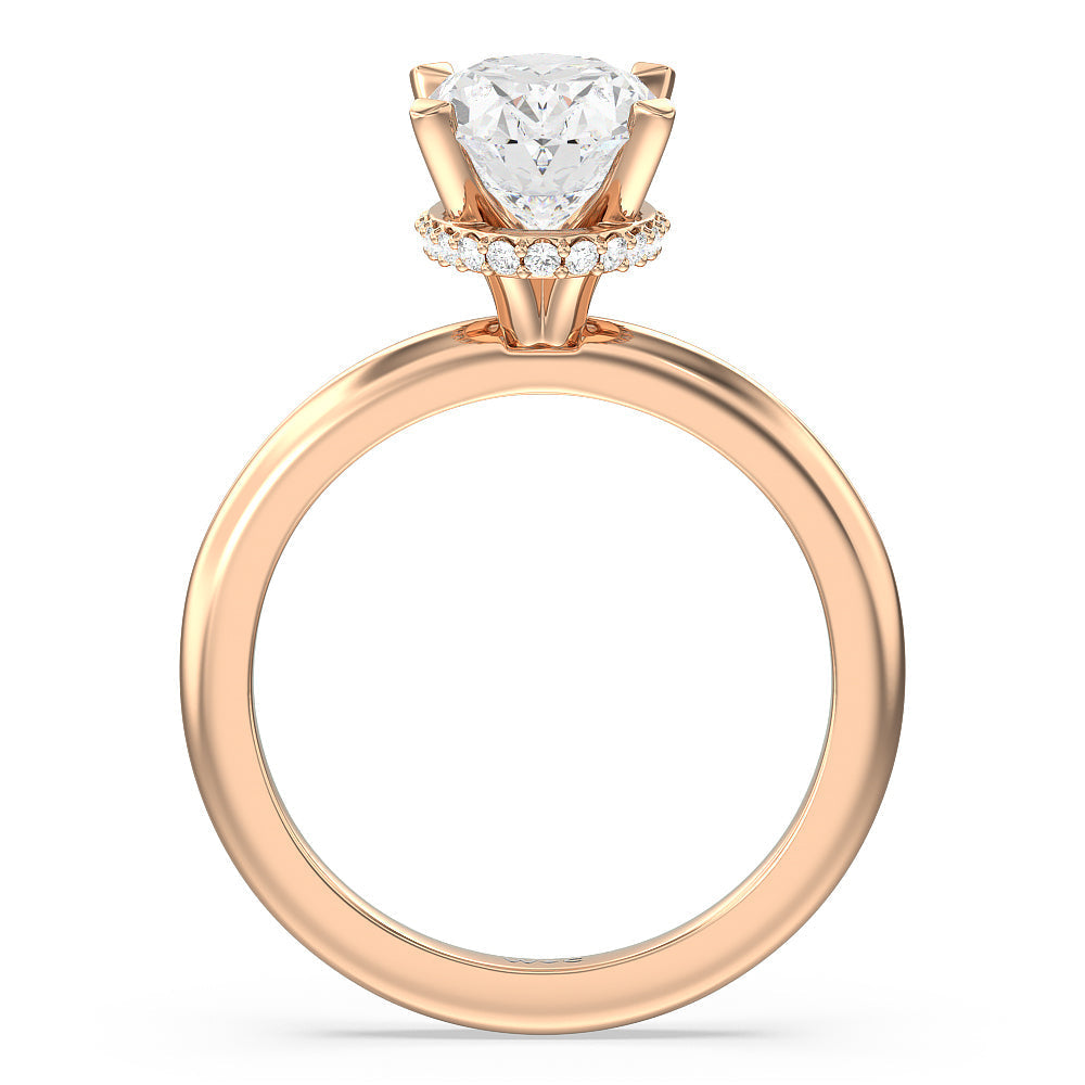 Oval Cut Modern Fine Line Hidden Halo Engagement Ring (E+ VVS+) with Lab Grown Diamond in 14KT White & Rose Gold view 2
