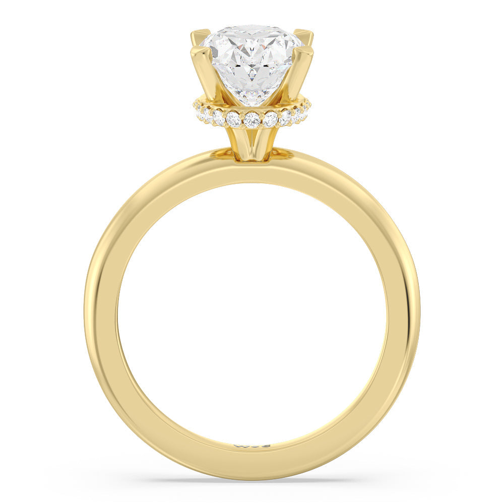 Oval Cut Modern Fine Line Hidden Halo Engagement Ring (E+ VVS+) with Lab Grown Diamond in 14KT White & Yellow Gold view 2
