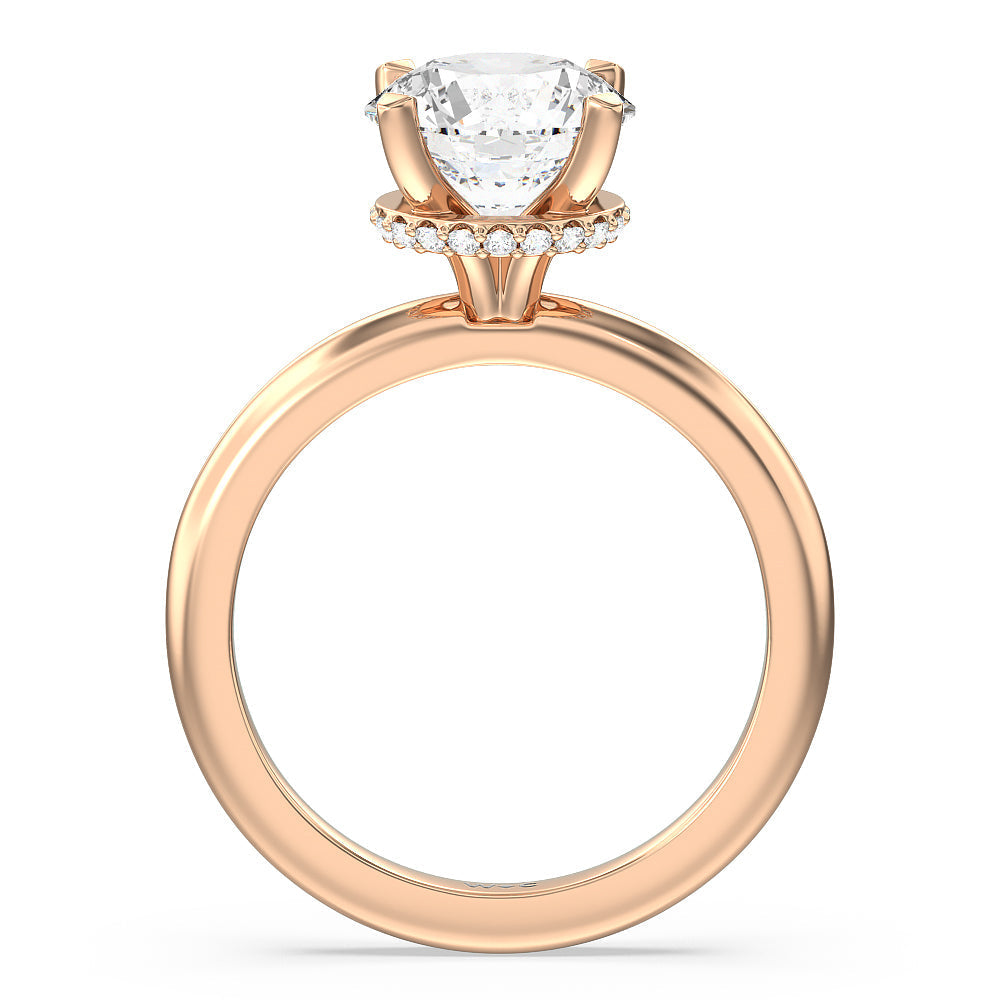 Round Cut Modern Fine Line Hidden Halo Engagement Ring (E+ VVS+) with Lab Grown Diamond in 14KT White & Rose Gold view 2
