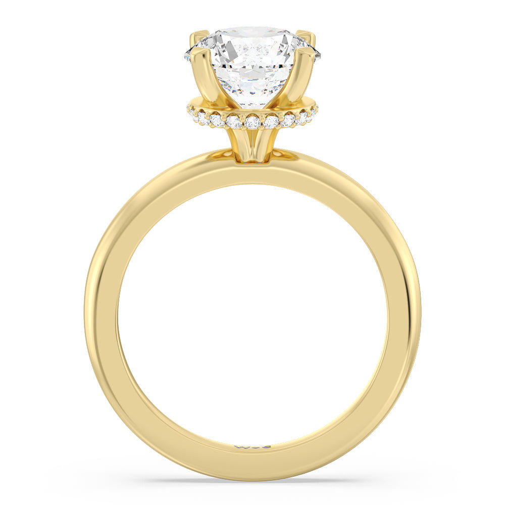 Round Cut Modern Fine Line Hidden Halo Engagement Ring (E+ VVS+) with Lab Grown Diamond in 14KT White & Yellow Gold view 2
