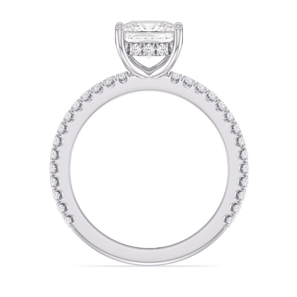 Classic Hidden Halo Engagement Ring with Princess Cut Diamond in 14KT Platinum view 2
