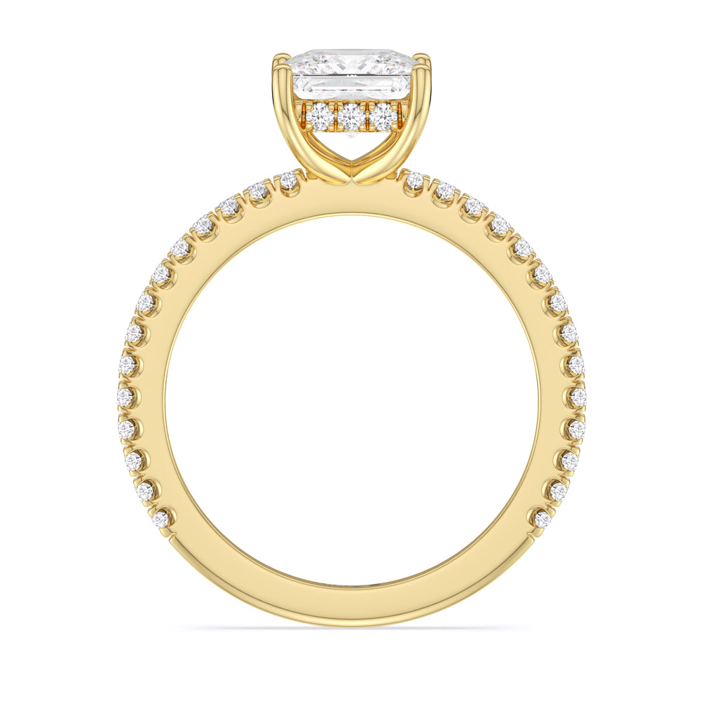 Classic Hidden Halo Engagement Ring with Princess Cut Diamond in 14KT Yellow Gold view 2
