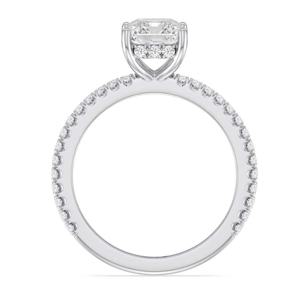 Classic Hidden Halo Engagement Ring with Radiant Cut Diamond in 14KT Platinum view 3
