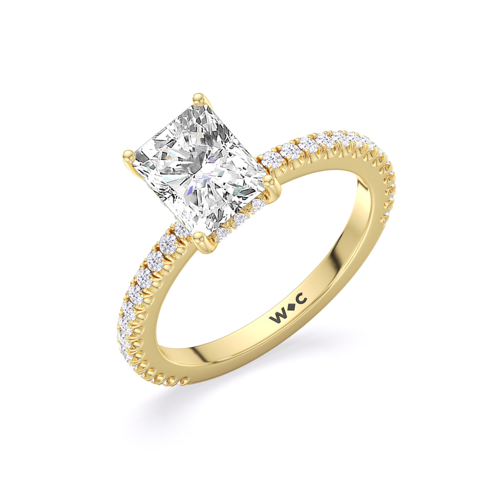 Classic Hidden Halo Engagement Ring with Radiant Cut Diamond in 14KT Yellow Gold view 4
