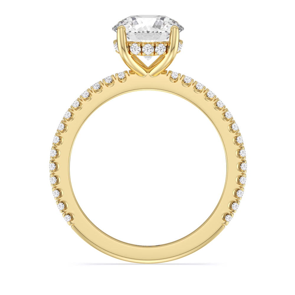 Classic Hidden Halo Engagement Ring with Round Cut Diamond in 14KT Yellow Gold view 3
