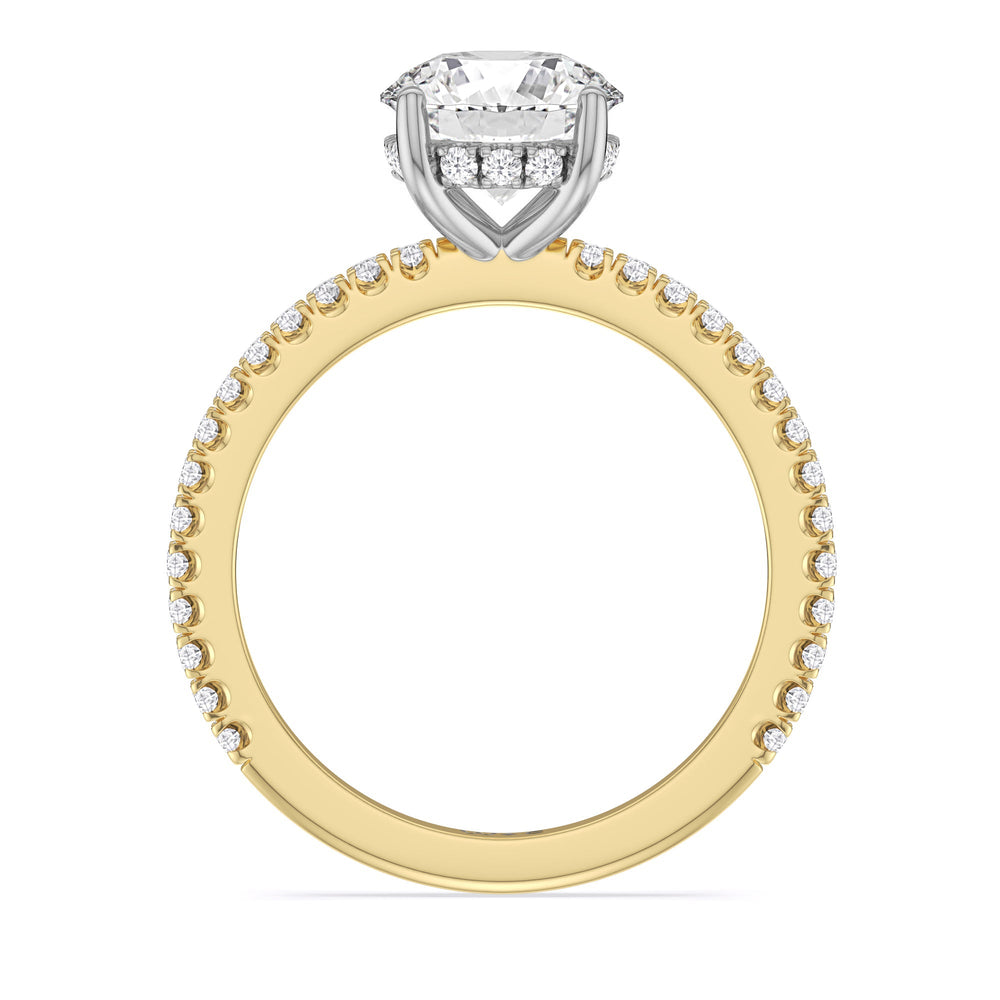 Classic Hidden Halo Engagement Ring with Round Cut Diamond in 14KT White & Yellow Gold view 2
