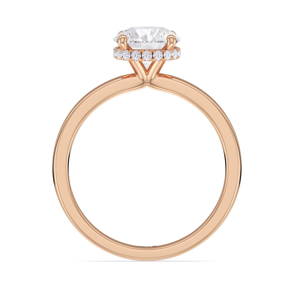 Modern Fine Line High Hidden Halo Solitaire Ring with Round Cut Diamond in 14KT Rose Gold view 3

