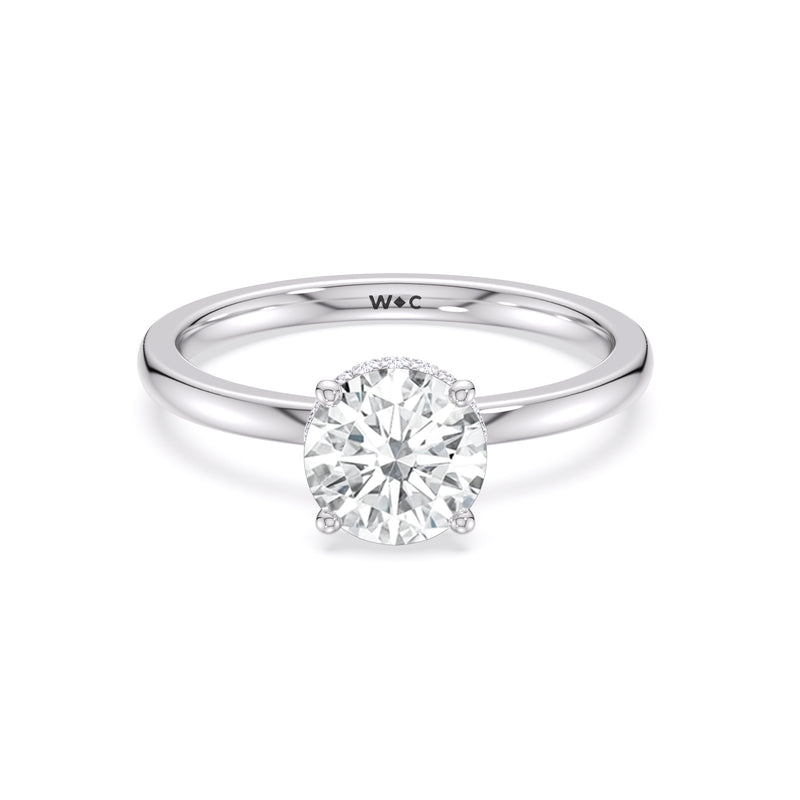 Modern Fine Line High Hidden Halo Solitaire Ring