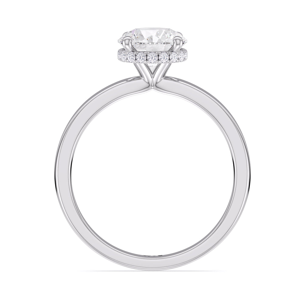 Modern Fine Line High Hidden Halo Solitaire Ring with Round Cut Diamond in 14KT Platinum view 3
