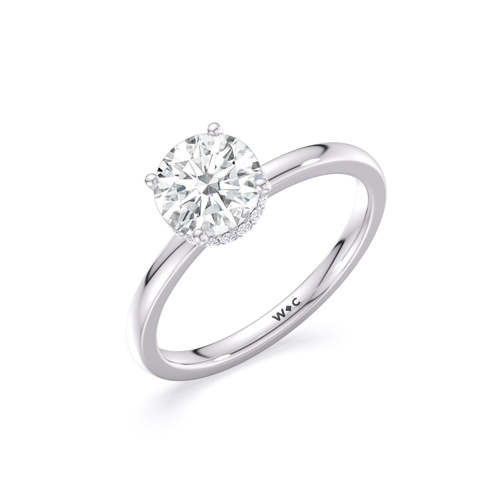 Modern Fine Line High Hidden Halo Solitaire Ring with Round Cut Diamond in 14KT Platinum view 4
