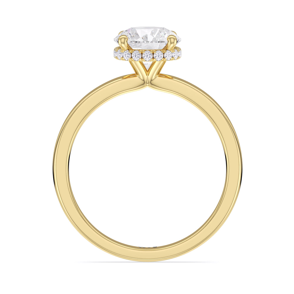 Modern Fine Line High Hidden Halo Solitaire Ring with Round Cut Diamond in 14KT Yellow Gold view 3
