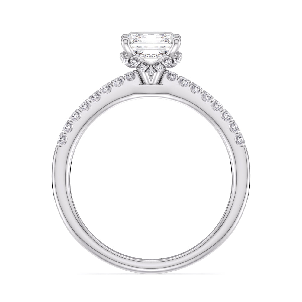 Asscher Cut Arc Hidden Halo Lab Grown Diamond Engagement Ring (E+ VVS+) with Lab Grown Diamond in 14KT Platinum view 2
