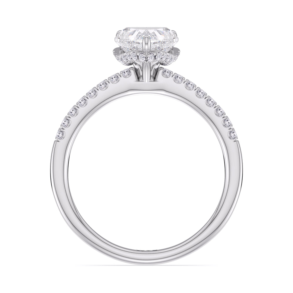 Arc Hidden Halo Engagement Ring with Heart Cut Diamond in 14KT Platinum view 2
