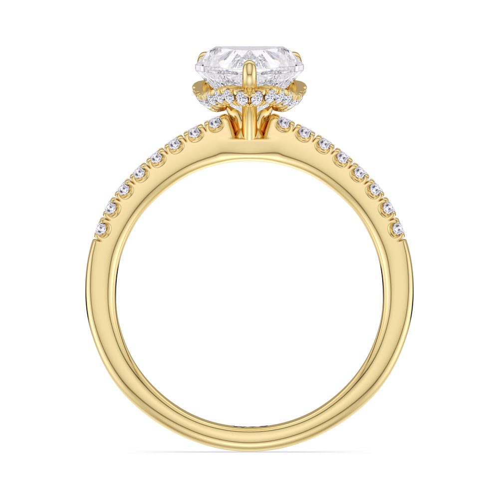 Arc Hidden Halo Engagement Ring with Heart Cut Diamond in 14KT Yellow Gold view 2
