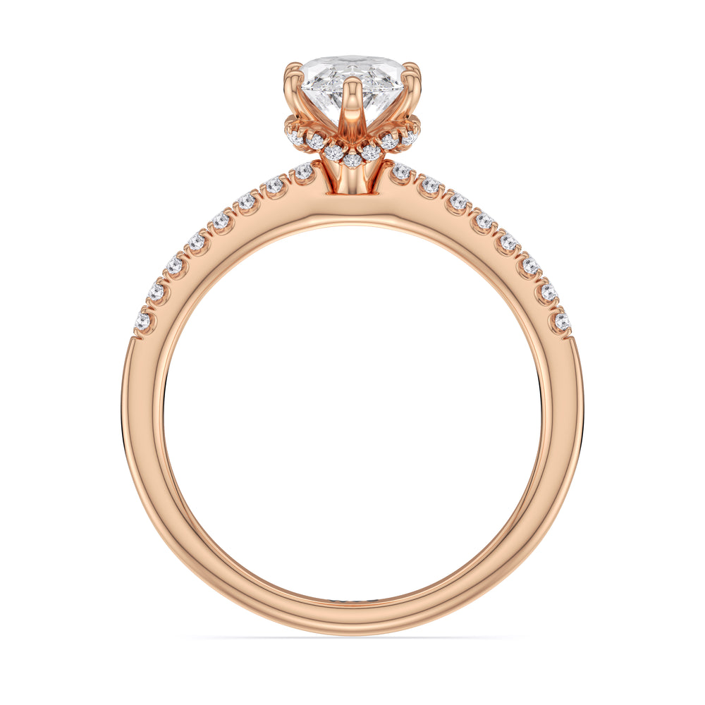 Arc Hidden Halo Engagement Ring with Marquise Cut Diamond in 14KT Rose Gold view 2
