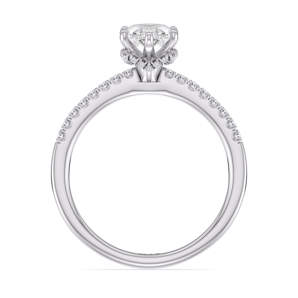 Arc Hidden Halo Engagement Ring with Marquise Cut Diamond in 14KT Platinum view 2
