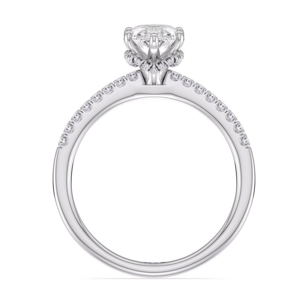 Marquise Cut Arc Hidden Halo Lab Grown Diamond Engagement Ring (E+ VVS+) with Lab Grown Diamond in 14KT Platinum view 2
