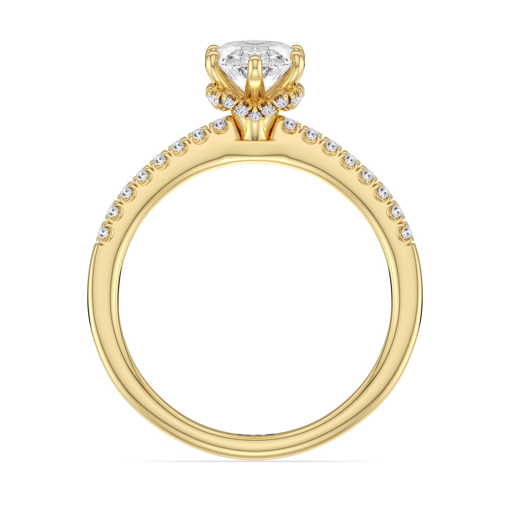 Marquise Cut Arc Hidden Halo Lab Grown Diamond Engagement Ring (E+ VVS+) with Lab Grown Diamond in 14KT Yellow Gold view 2
