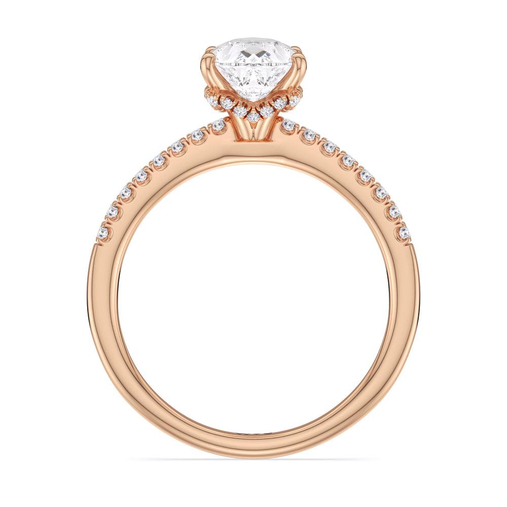 Arc Hidden Halo Engagement Ring with Pear Cut Diamond in 14KT Rose Gold view 3
