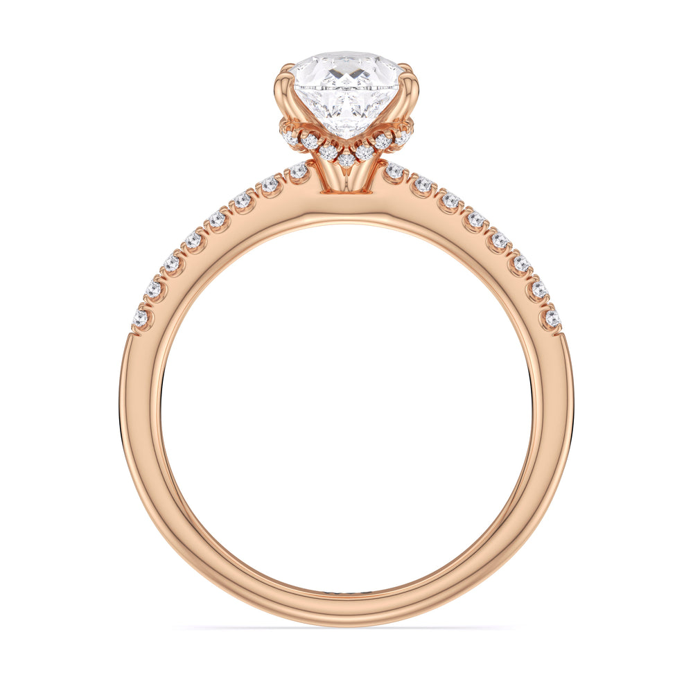 Pear Cut Arc Hidden Halo Lab Grown Diamond Engagement Ring (E+ VVS+) with Lab Grown Diamond in 14KT Rose Gold view 3
