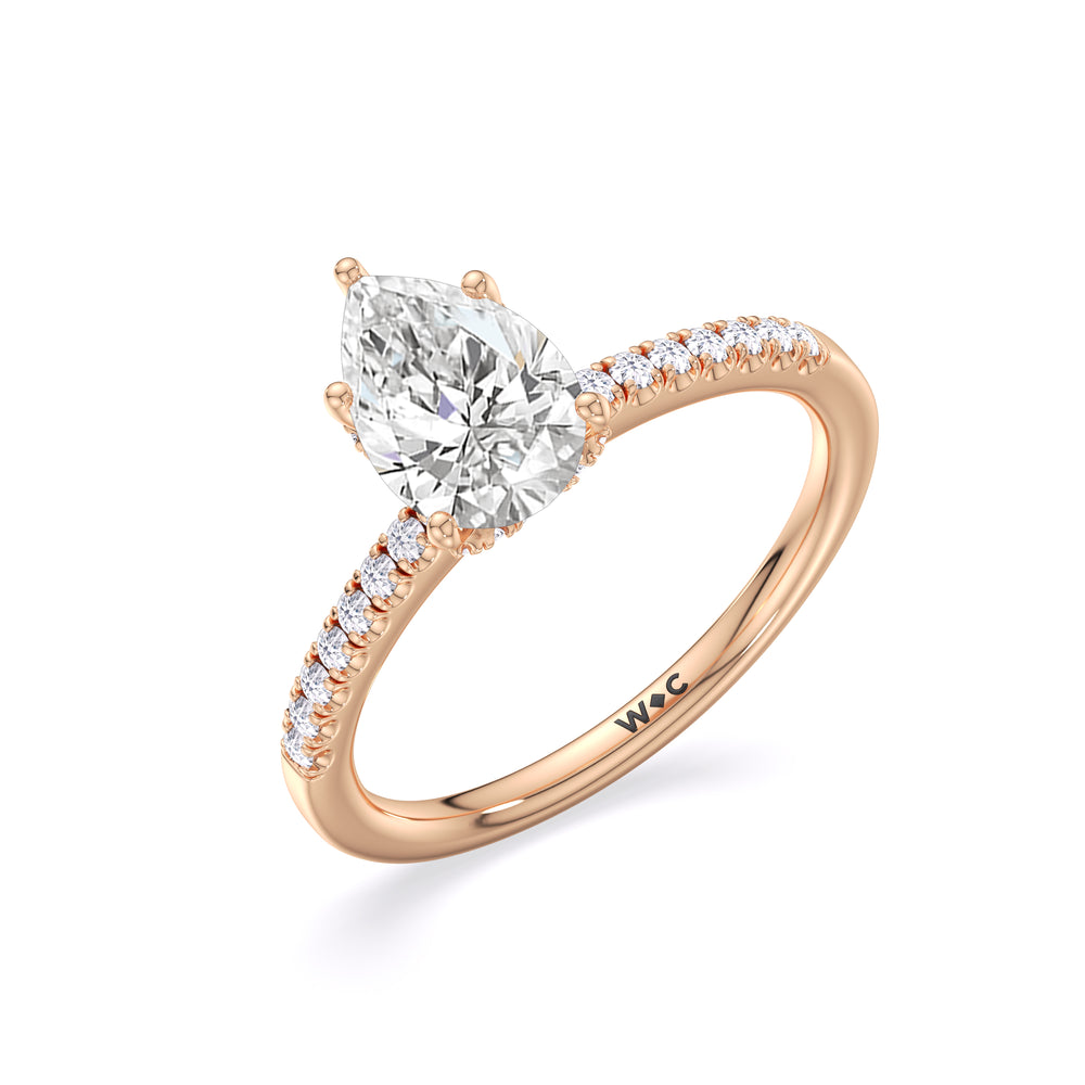 Arc Hidden Halo Engagement Ring with Pear Cut Diamond in 14KT Rose Gold view 4
