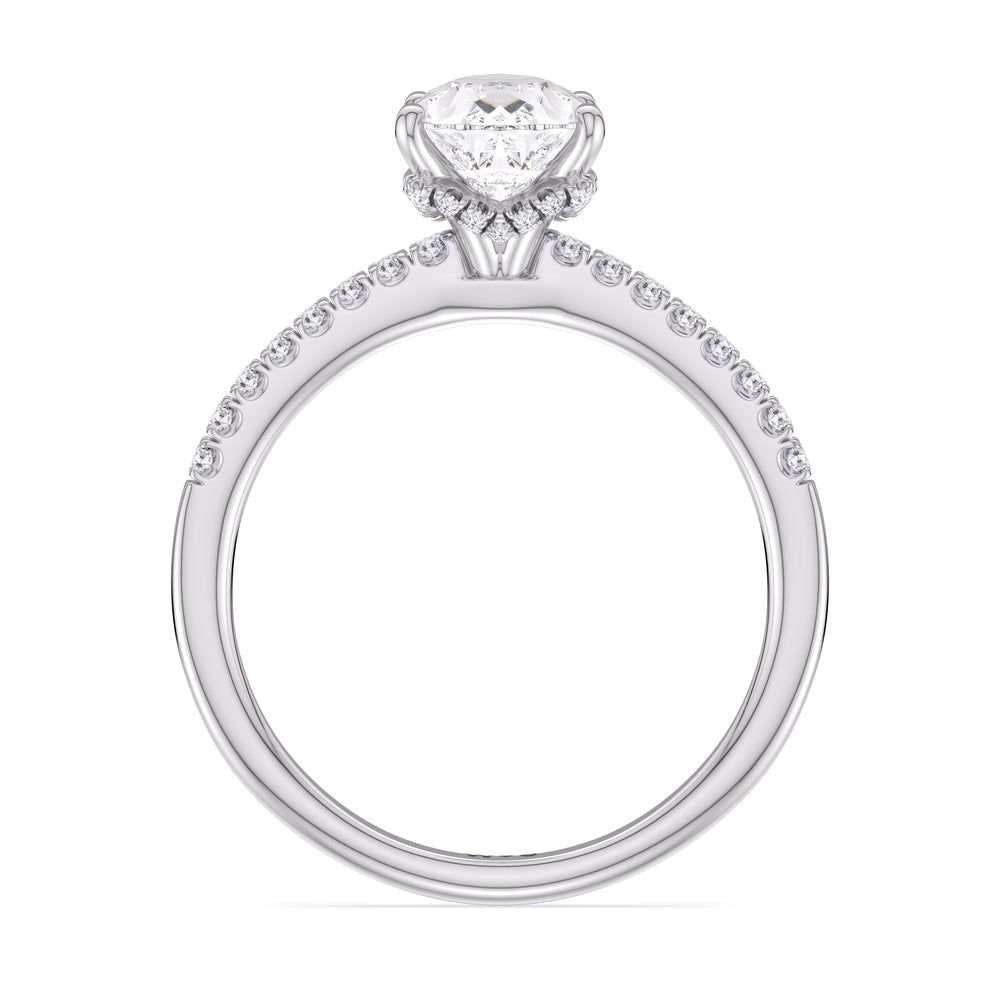 Arc Hidden Halo Engagement Ring with Pear Cut Diamond in 14KT Platinum view 3
