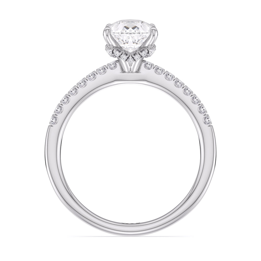 Pear Cut Arc Hidden Halo Lab Grown Diamond Engagement Ring (E+ VVS+) with Lab Grown Diamond in 14KT Platinum view 3
