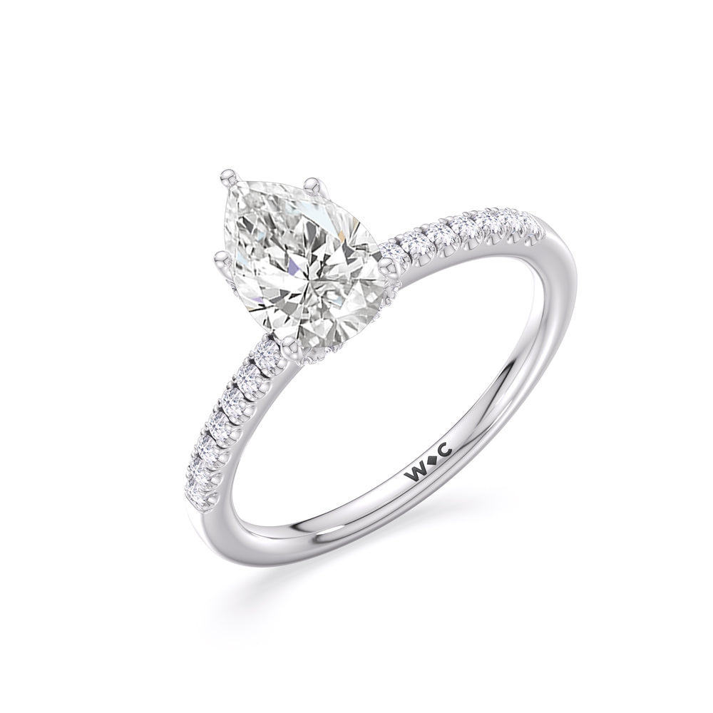 Arc Hidden Halo Engagement Ring with Pear Cut Diamond in 14KT Platinum view 4
