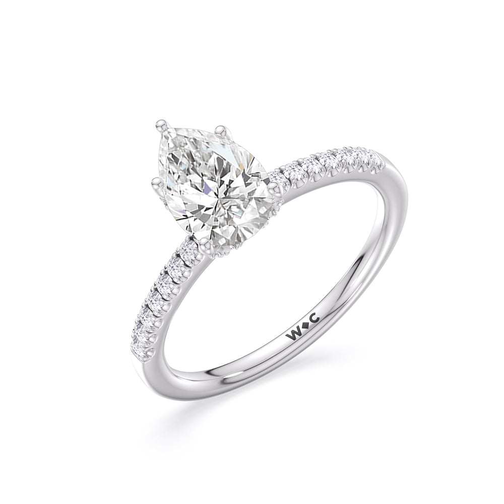 Pear Cut Arc Hidden Halo Lab Grown Diamond Engagement Ring (E+ VVS+) with Lab Grown Diamond in 14KT Platinum view 4
