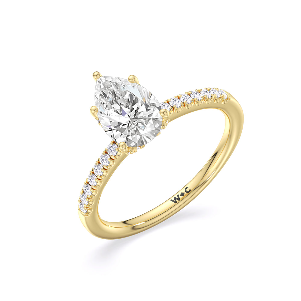 Arc Hidden Halo Engagement Ring with Pear Cut Diamond in 14KT Yellow Gold view 4

