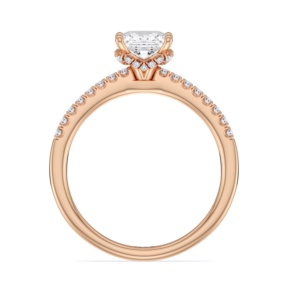 Princess Cut Arc Hidden Halo Lab Grown Diamond Engagement Ring (E+ VVS+) with Lab Grown Diamond in 14KT Rose Gold view 2
