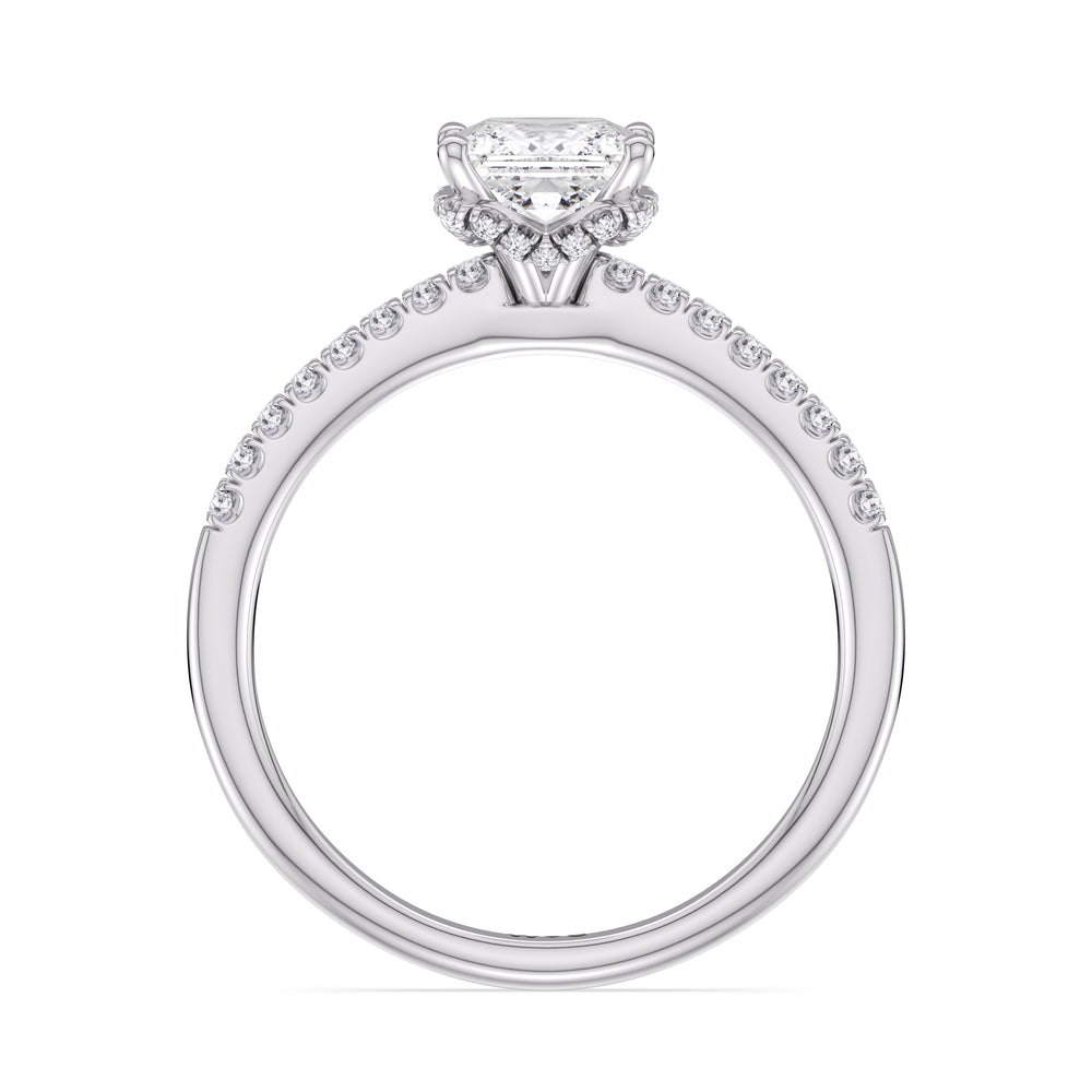 Arc Hidden Halo Engagement Ring with Princess Cut Diamond in 14KT Platinum view 2
