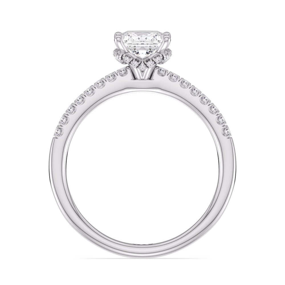 Princess Cut Arc Hidden Halo Lab Grown Diamond Engagement Ring (E+ VVS+) with Lab Grown Diamond in 14KT Platinum view 2
