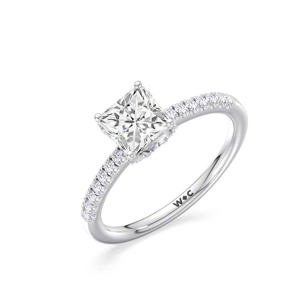 Princess Cut Arc Hidden Halo Lab Grown Diamond Engagement Ring (E+ VVS+) with Lab Grown Diamond in 14KT Platinum view 3
